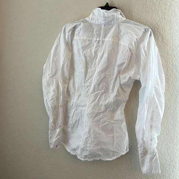 Lauren Ralph Lauren Cotton Puffed Long Sleeves Button Down Self-Tie Front Shirt - Picture 5 of 15